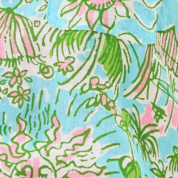 🆕 Lilly Pulitzer SEA VIEW LINEN BUTTON DOWN “Fresh Water” MSRP $168 NWT sz XL - Picture 5 of 8